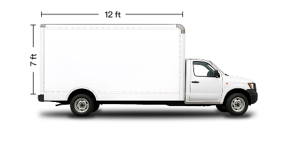 Lugg illustration showing minimum 12-foot length and 7-foot height cargo area requirements for box trucks