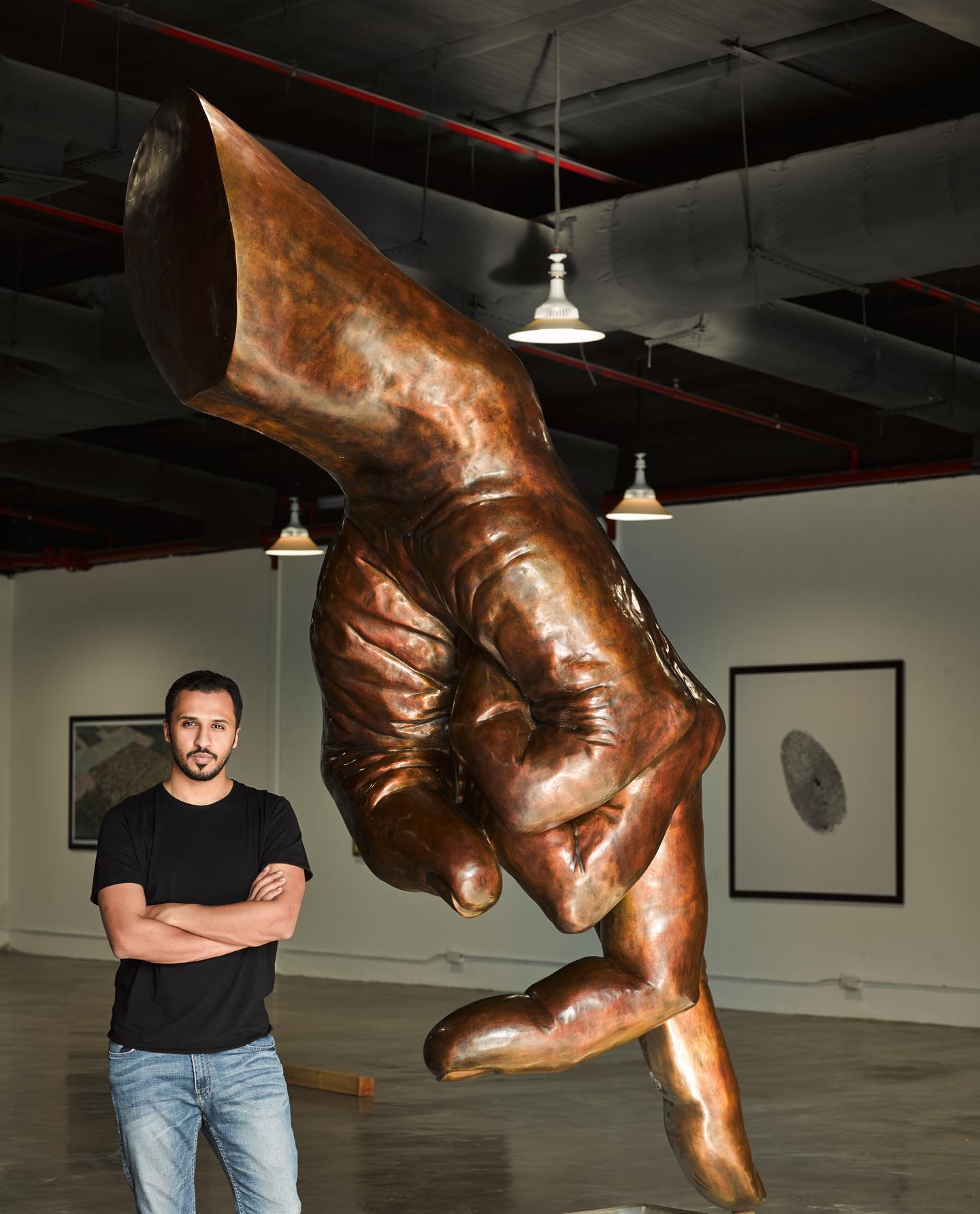 Dabbaya - bronze sculpture - 2021  The “Dabbaya” is a game that presents itself with various melodies and different combinations of words in almost all cultures of the world with the movement of the fingers running on the forearm and ending with tickling. Exploring the method in which the past, and its different elements, merges with the reconstructable and influenceable present, I raise the possibility of redefining intangible heritage in relation to our bodies and societies using the deeply rooted symbols within us. I aim to make this sculpture serve as a meditative gesture about movement and the life of our bodies, as well as making the collective memory and imagination fuel our self-preservation process as an essential component.