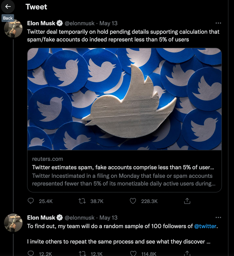 The Musk sampling plan, thought through