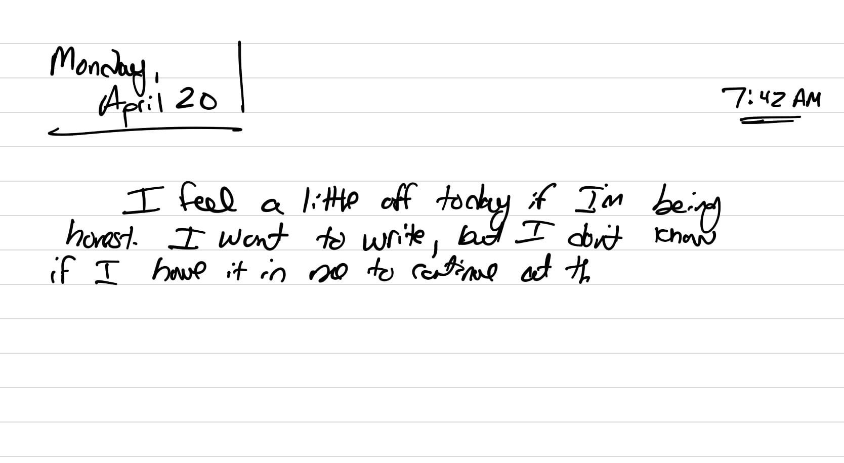 Hand written note that started this post