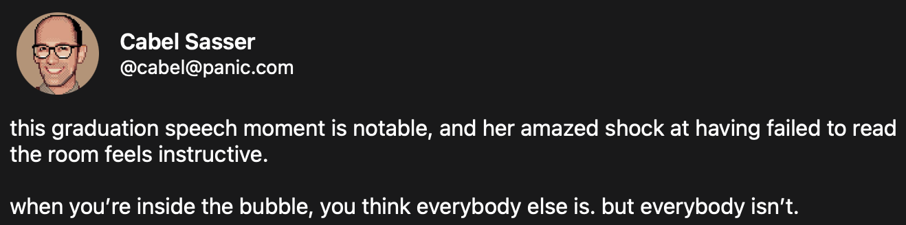 Screenshot of Cabel's post on the video he shared
