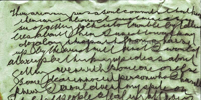 Photo image of Dictation from a ghost. Sample of Margo Wiliams' automatic writing.