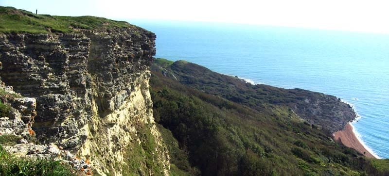 Photo image of coastal cliffs above Blackgang, Isle of Wight.
