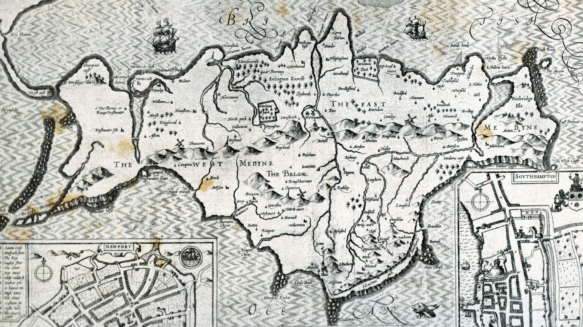 Scan of Speed's map of the Isle of Wight dated 1611