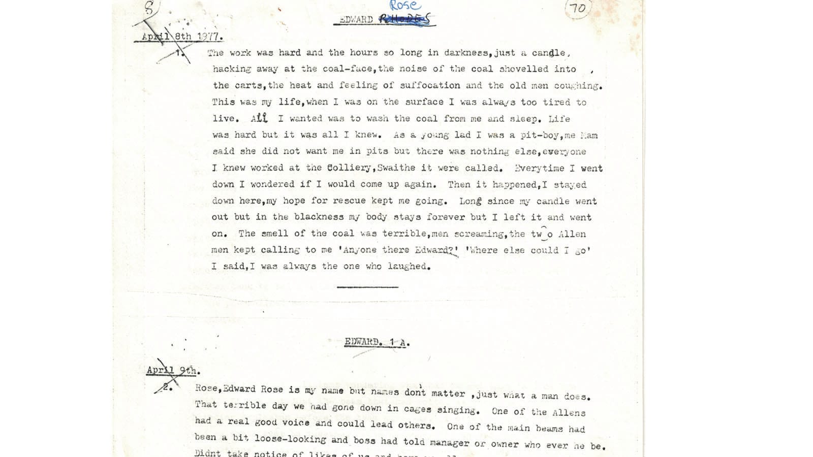 Scan of typed transcript of drop-in communicant Edward Rose
