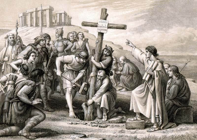 Image of The First Preaching of Christianity in Britain from a Drawing by C.W. Cope circa 1858