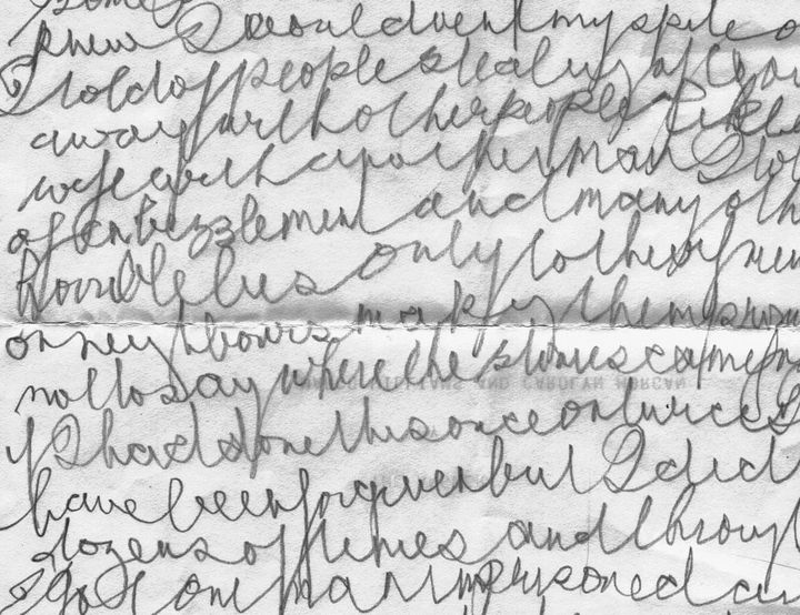 Scan of sample of ghost testimony as transcribed by clairaudient investigator Margo Williams