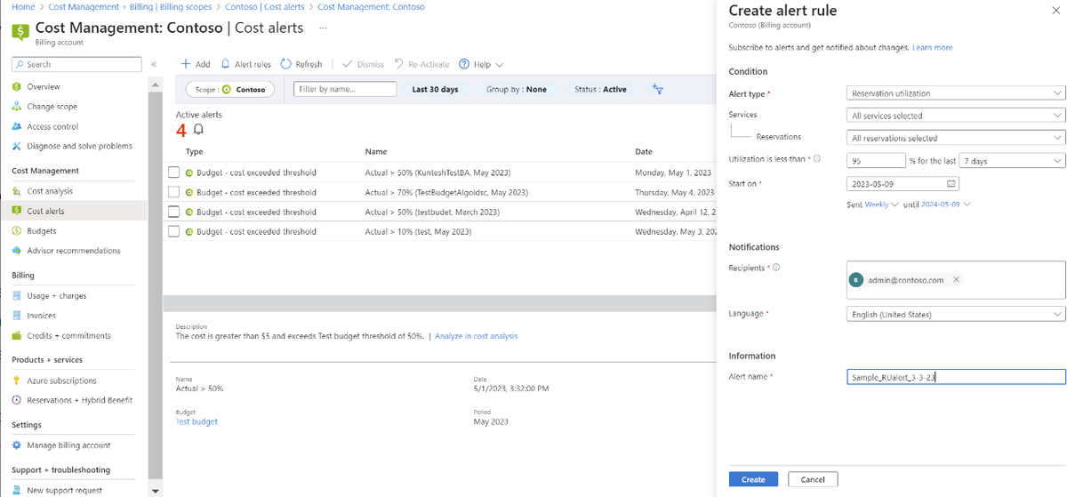 Reservas do Azure - Otimize suas compras com alertas de Utilização