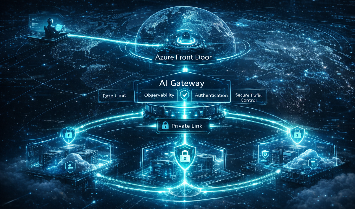 Inferência global com Azure Front Door, AI Gateway e Private Link
