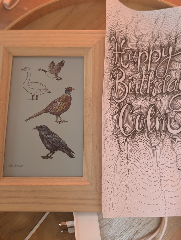 The above display side-by-side with a groovy "Happy Birthday Colm" page