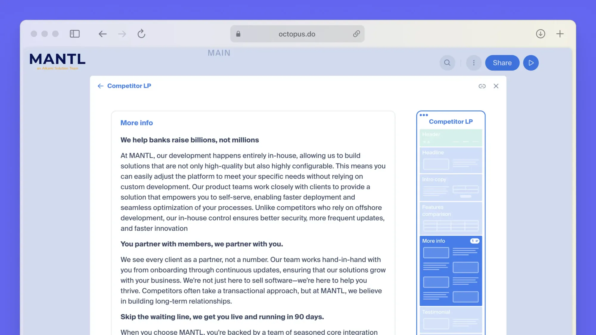 A written section inside an Octopus sitemap.