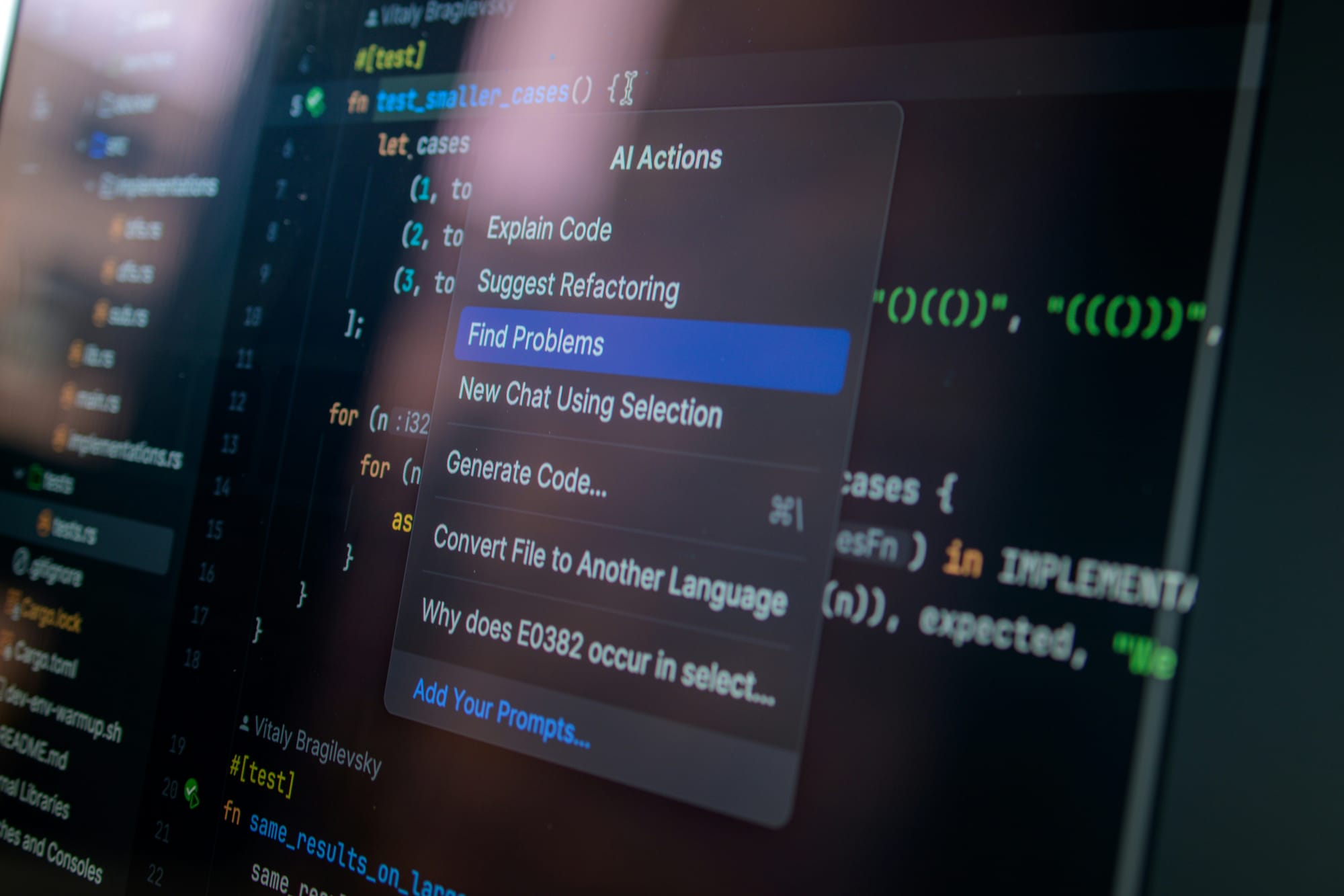 An AI search function designed to "Find Problems" within a website programmed with vibe coding software.