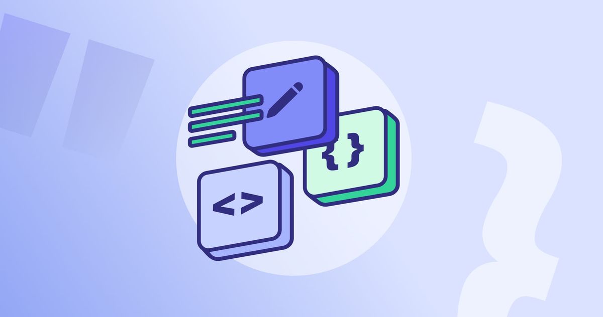 Symbols denoting web development and computer coding.