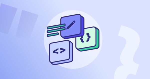 Symbols denoting web development and computer coding.
