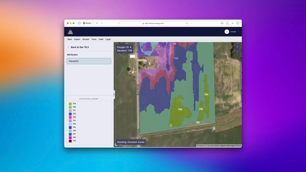 A computer screen displaying the Progressive Crop Solutions agritech farm app by Chek Creative.