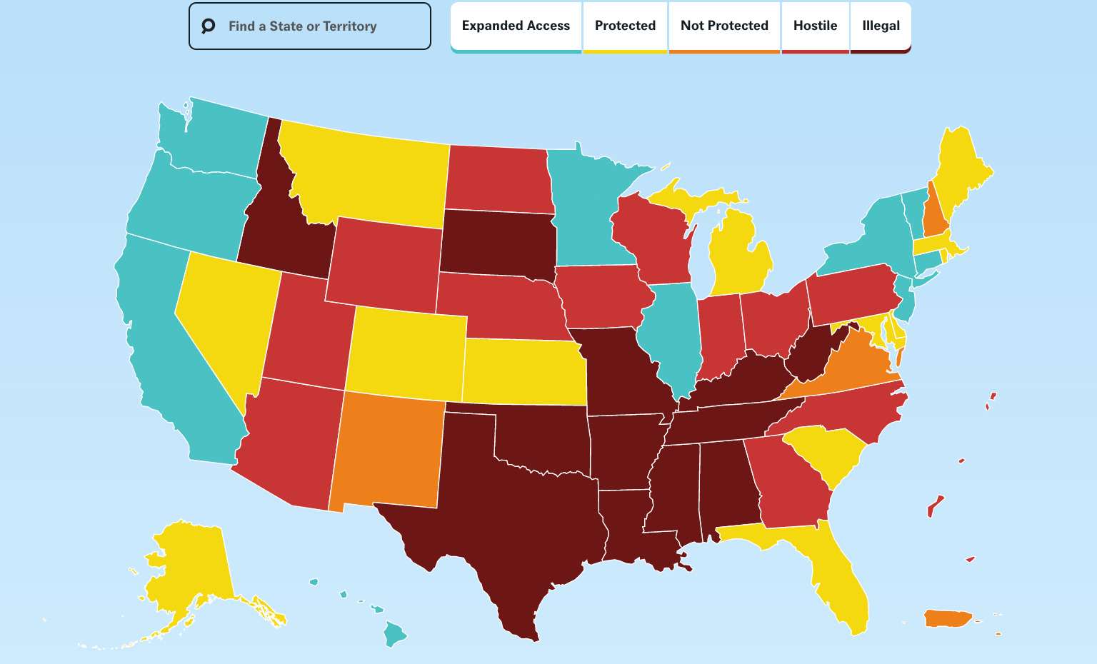 Map of abortion bans by state
