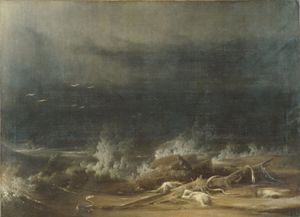 Picture of a storm hitting the shore 