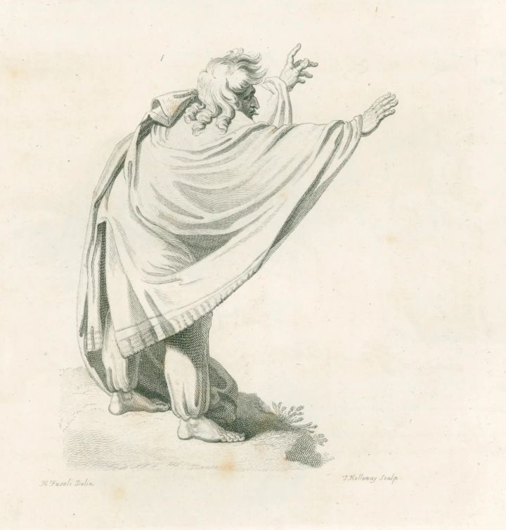 Balaam blessing the Children of Israel, December 1791 sketch of man standing, arms outstretched