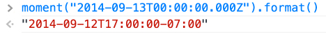 Screenshot of Moment.js