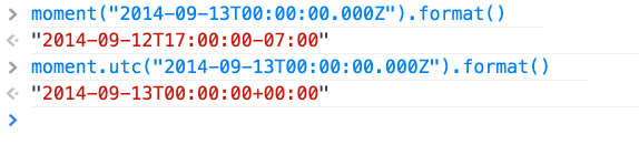 Screenshot of Moment.js