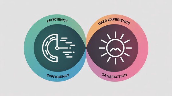 Abstract illustration of efficiency versus user experience balance showing the sweet spot where both objectives align