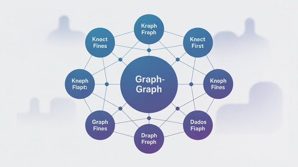 Abstract illustration of graph-first product architecture with elegant knowledge graph network of interconnected node types