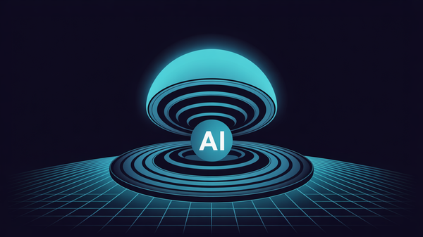 Abstract illustration of scaling AI processing 10x with expanding concentric circles representing growing throughput