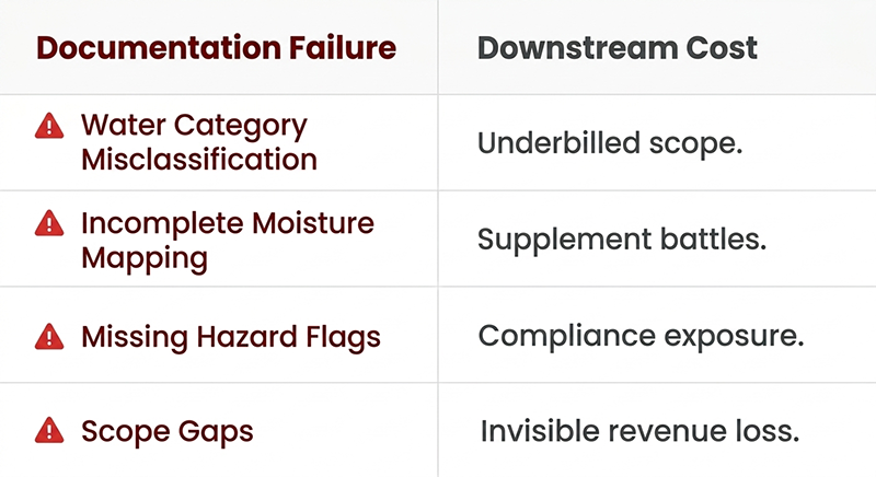 four restoration documentation failures and their downstream estimating costs
