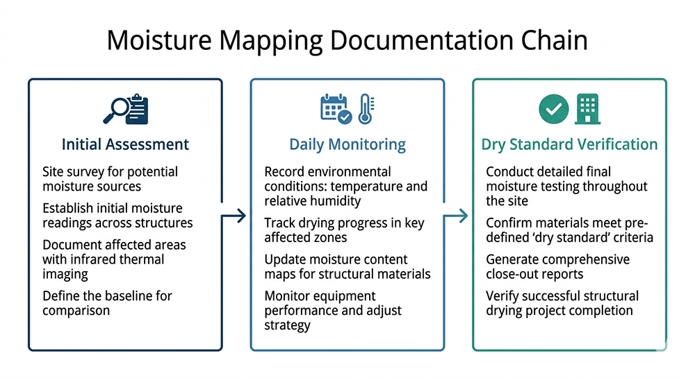 moisture mapping documentation chain for insurance-ready water damage claims