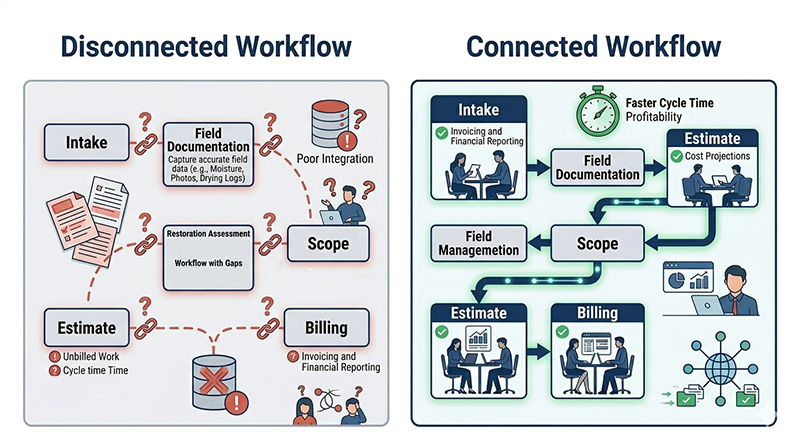 restoration job workflow connected versus disconnected systems comparison