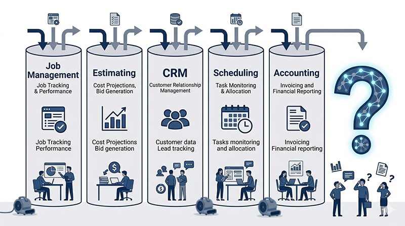 restoration business data flowing into disconnected software systems with no unified operational view
