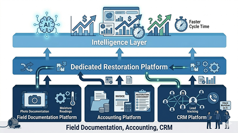 restoration operations intelligence layer above workflow platform diagram