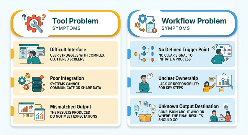  comparison of tool problems versus workflow problems in restoration ai adoption