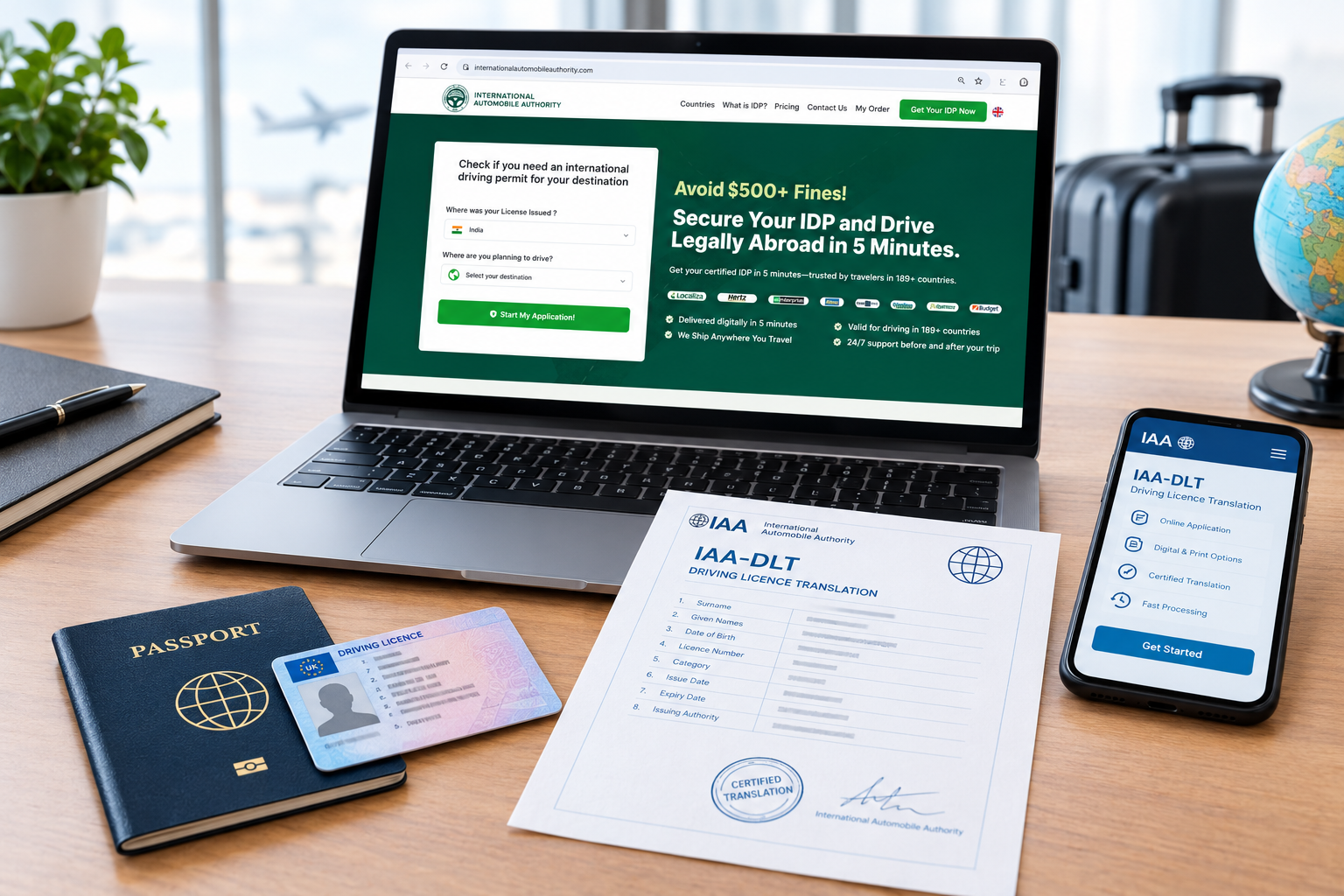 Online IAA driving licence translation application with digital and printed documents