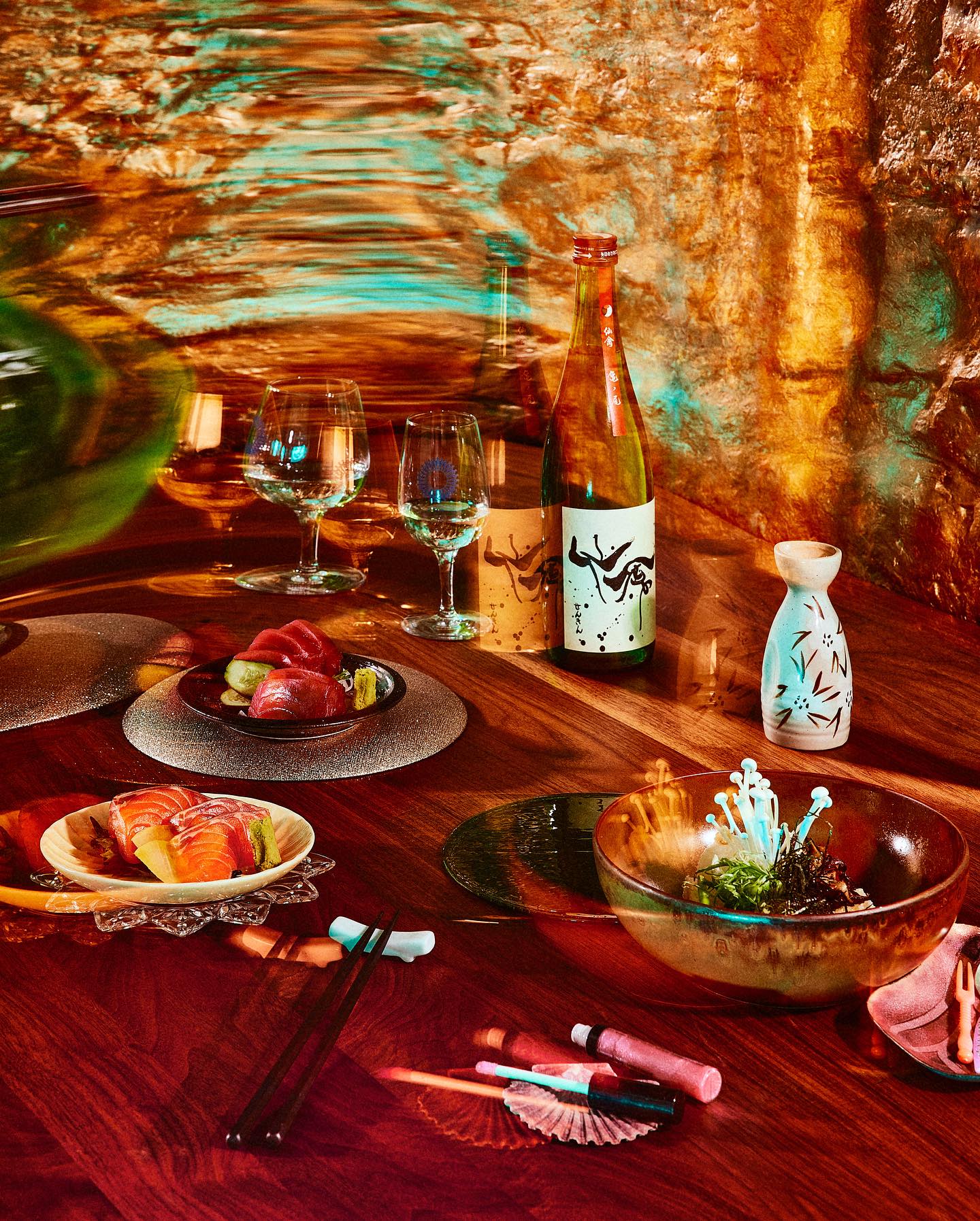 A blurry and beautiful look inside Sans Soleil, the bar below Chinatown's Fleurs et Cadeaux.