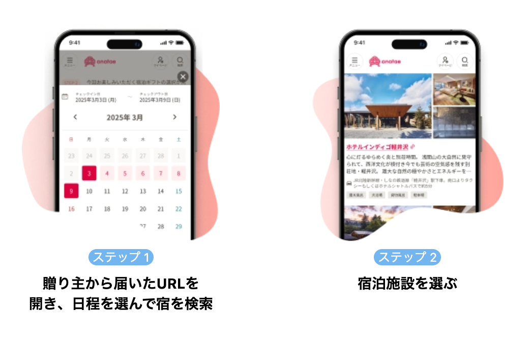 anataeの宿泊カタログの贈り方