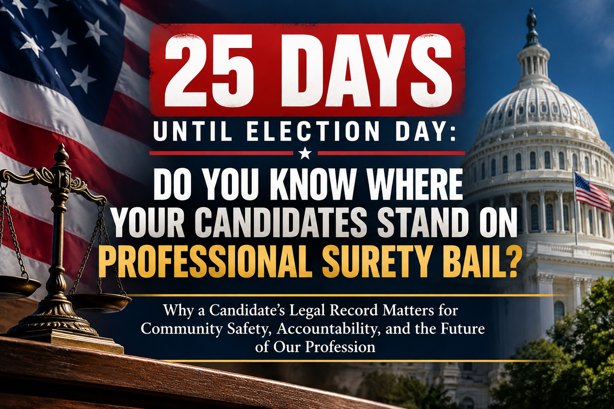 25 DAYS UNTIL ELECTION DAY: DO YOU KNOW WHERE YOUR CANDIDATES STAND ON PROFESSIONAL SURETY BAIL?
