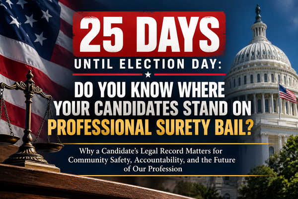 25 DAYS UNTIL ELECTION DAY: DO YOU KNOW WHERE YOUR CANDIDATES STAND ON PROFESSIONAL SURETY BAIL?