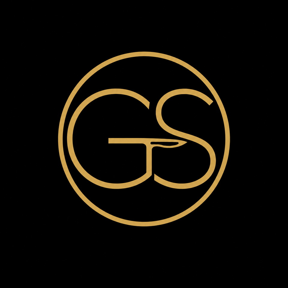 Golden Scalpel circular monogram in gold on a black background — cover art for The Golden Scalpel Files podcast Episode 4.