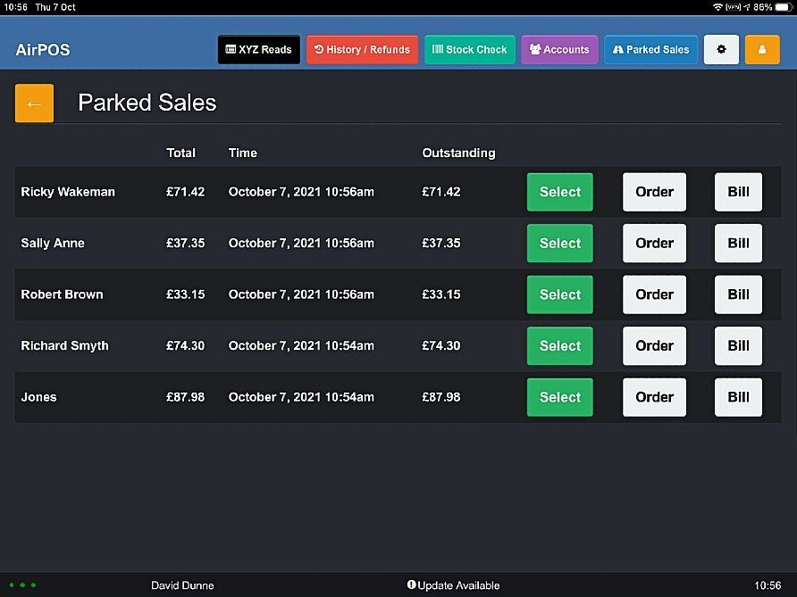 Parked Sales or Layaways