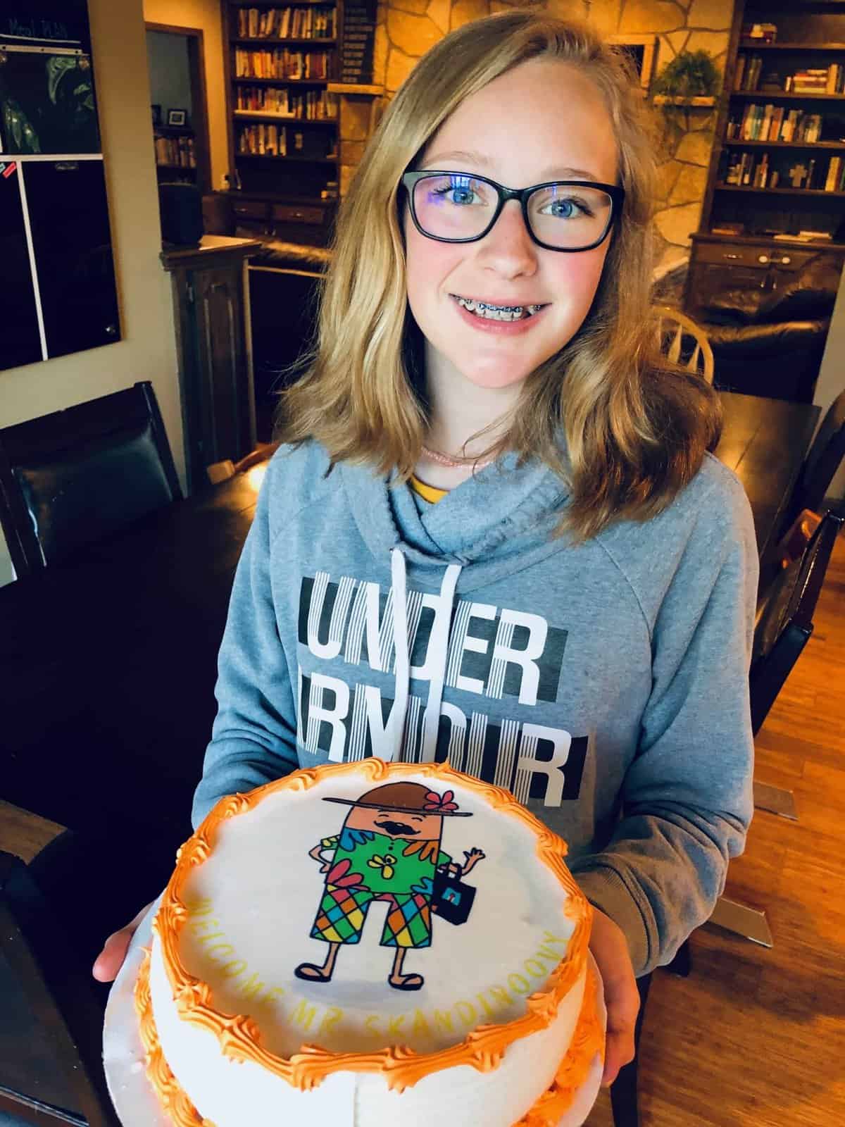Hope with her cake