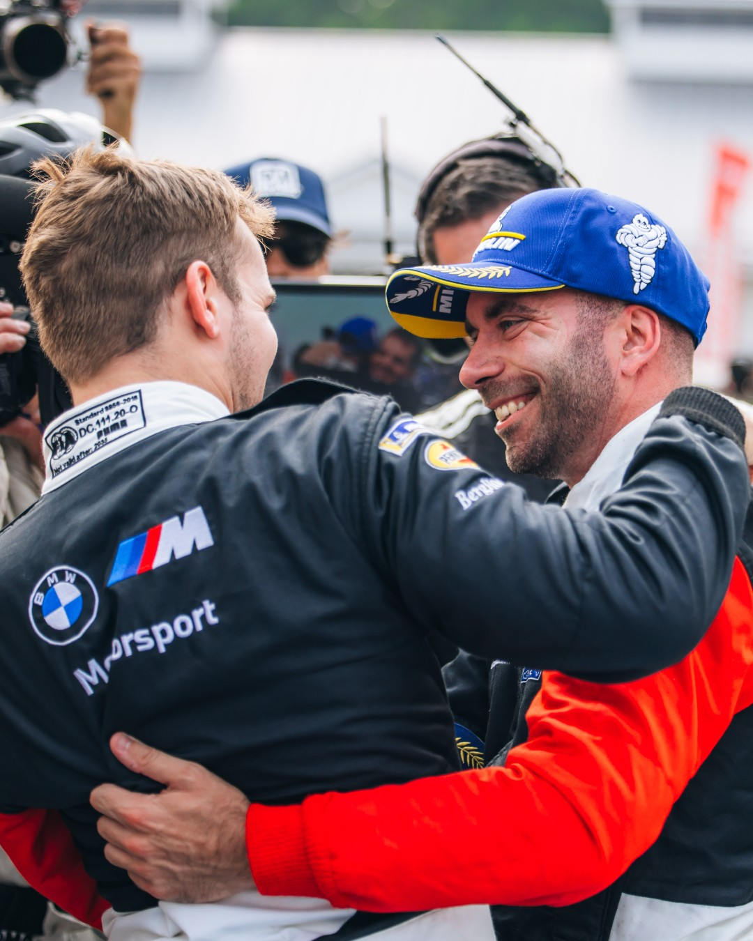 Dries Vanthoor and Philipp Eng celebrate their win
