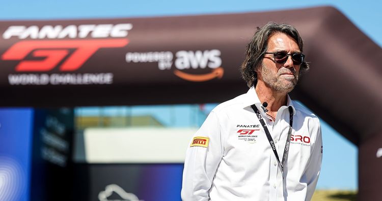 Stephane Ratel, head of the Stephane Ratel Organisation, standing with sunglasses on in front