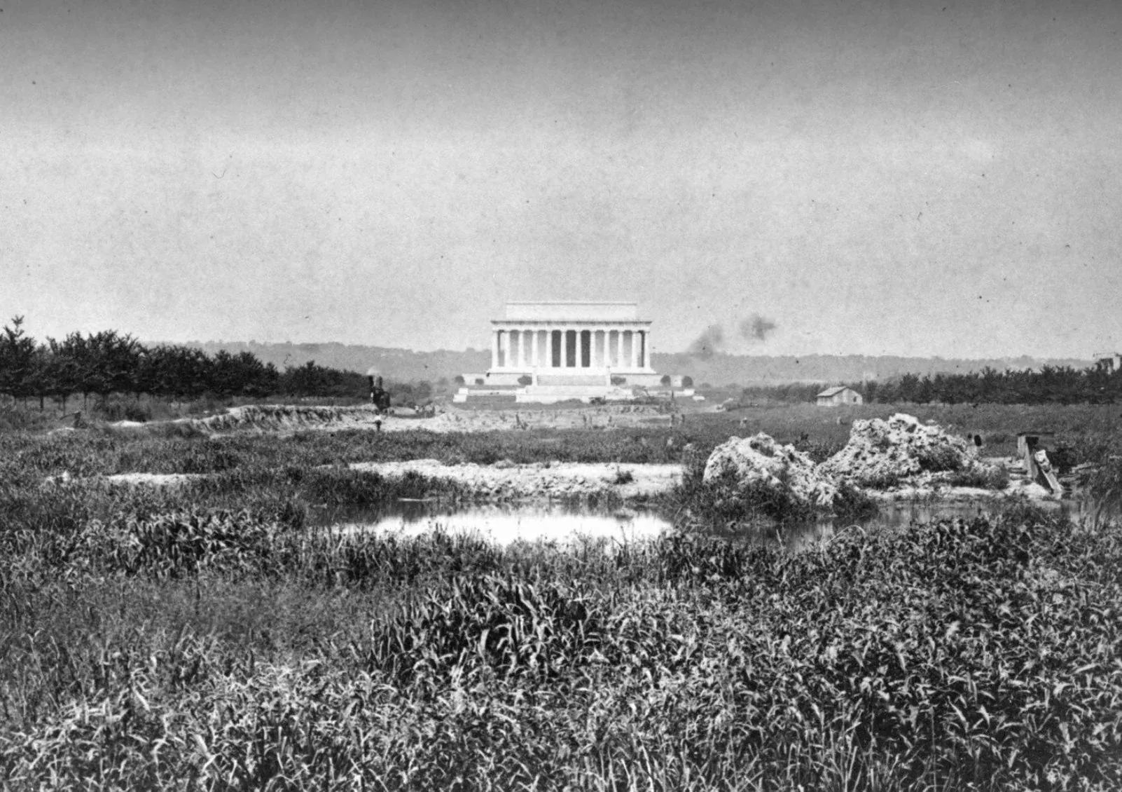 black and white image of Washington DC when it was still a swamp