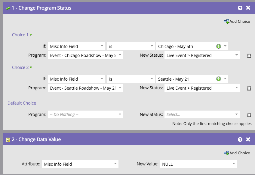 Temporary fields in a Marketo smart campaign