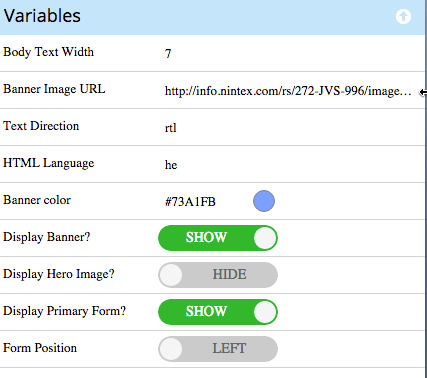 Landing Page Variables