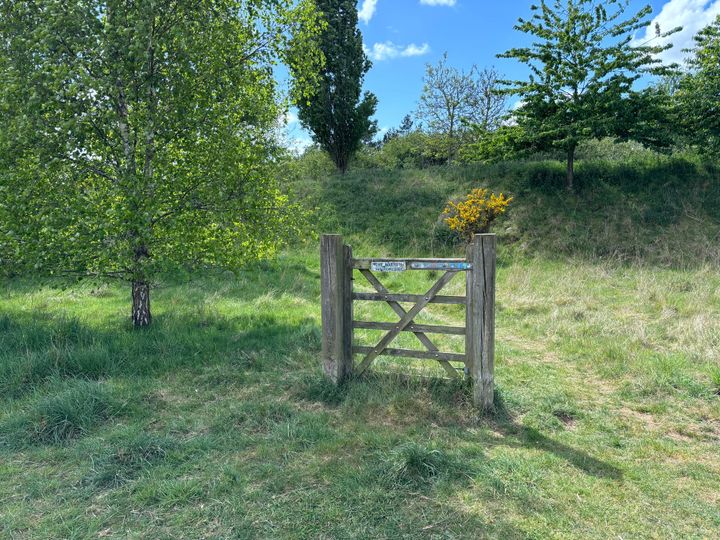 photo of a gate with no fence either side of it, rendering the gate pointless