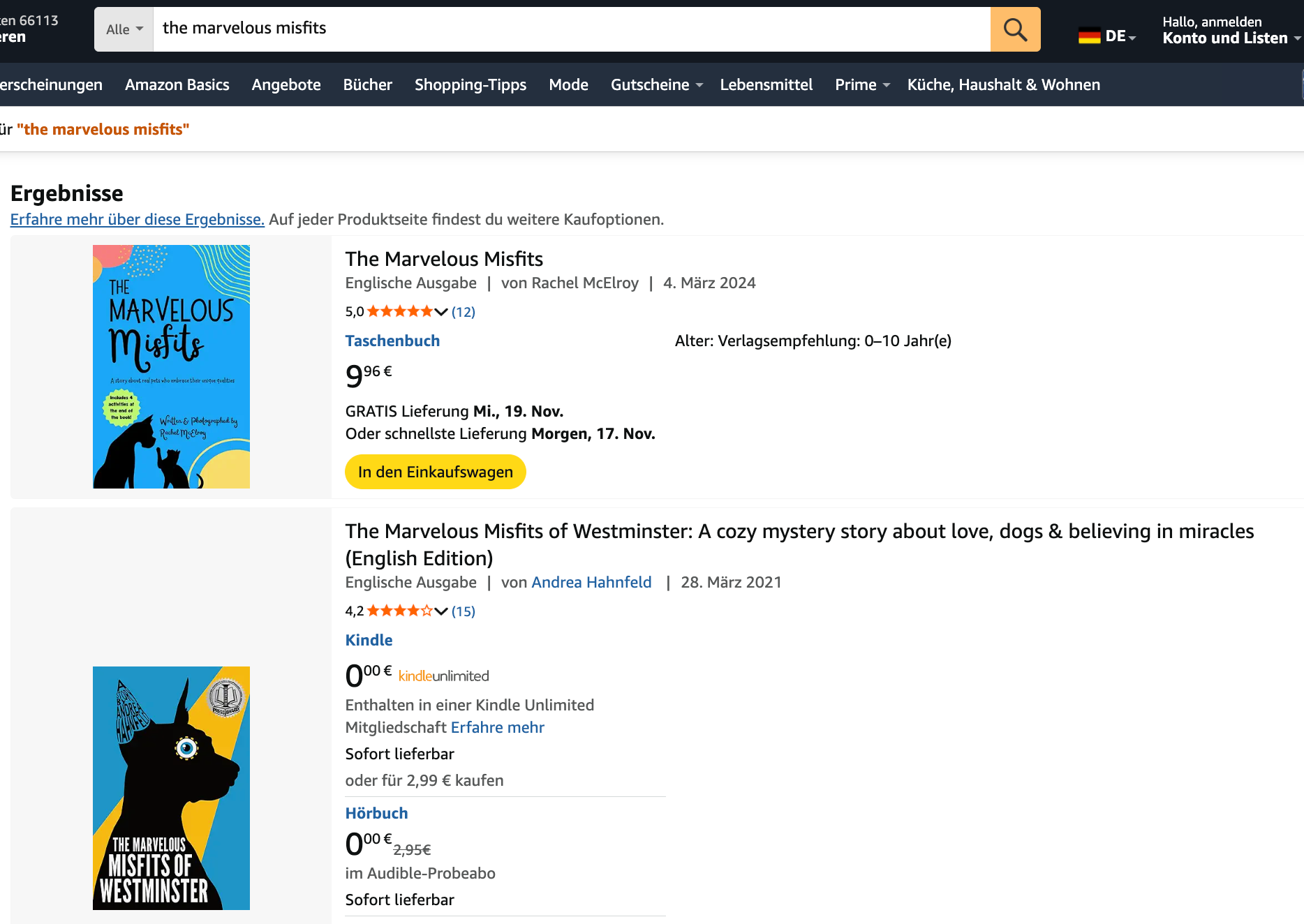 screenshot showing the two books in amazon