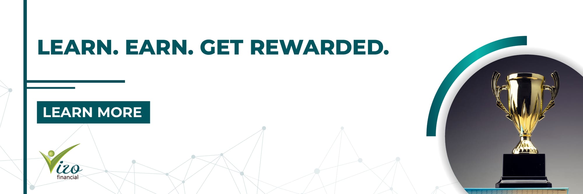 Education rewards graphic with trophy