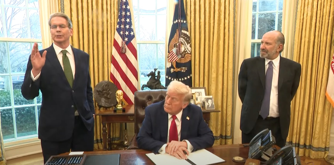 Treasury Secretary Bessent, President Trump, and Commerce Secretary Lutnik